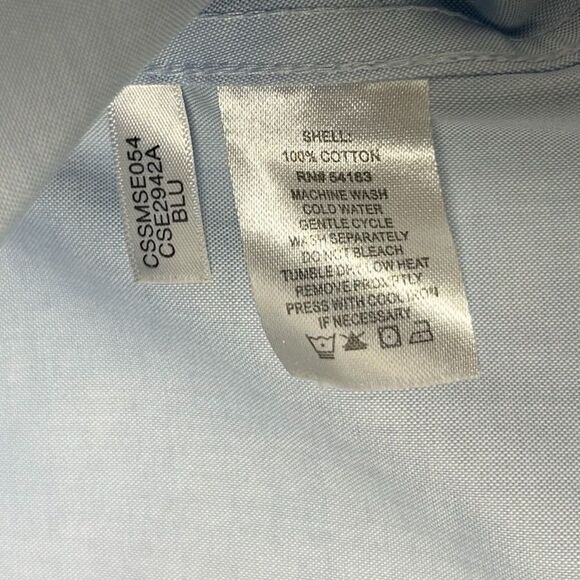 Calvin Klein Non Iron Light Blue Long Sleeve Button Down Dress Shirt Collar - Picture 4 of 5